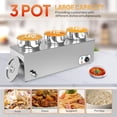 thumbnail image 4 of ROVSUN Commercial Soup Warmer 22QT, Electric Food Warmer Steam Table Countertop Bain Marie with Three 7.4QT Pots, 86~185°F Adjustable Temperature, Lid and Tap for Buffet Restaurant 1200W, 4 of 8