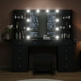 thumbnail image 2 of Vanity Desk & Power Outlet, Makeup Vanity with Mirror and 10 LED Lights, 3 Lighting Modes Brightness Adjustable, Makeup Table with 4 Shelves and Fold-up Panel, Vanity Set for Bedroom, 2 of 5
