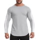 thumbnail image 1 of Camiseta de manga larga para hombre empalme de cuello redondo talla grande Fitness, 1 of 8
