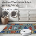 thumbnail image 5 of ODIKA 3'x5' Machine Washable Non-Slip Area Rug, East Urban Vibrant Lake House Fish Decorative Blue High Traffic Rug with Pad, Blue, 2718, 5 of 8