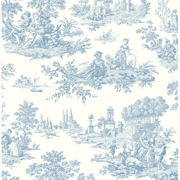 NextWall Blue Bell Chateau Toile Peel and Stick Wallpaper