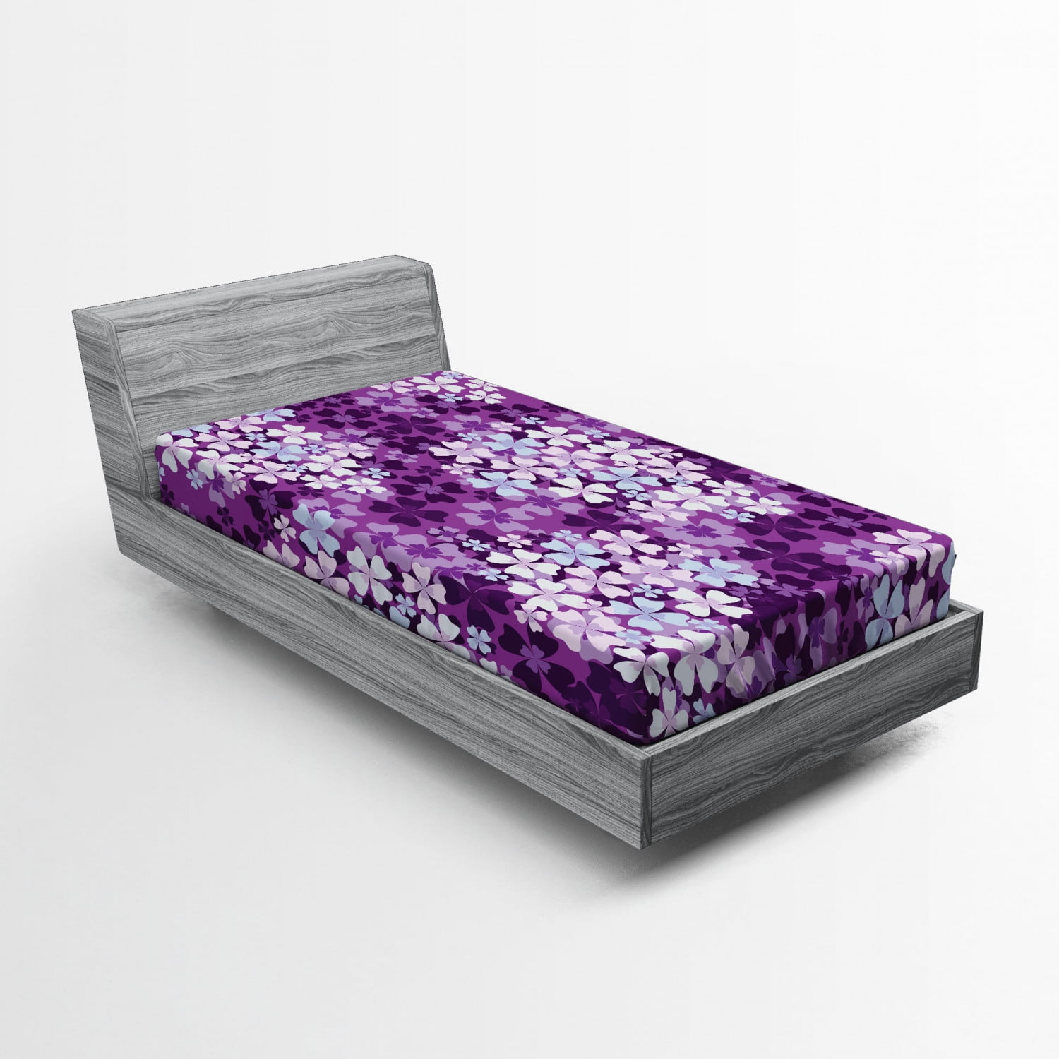 Flower Fitted Sheet, Lilacs Illustration Greenery Field Freshness