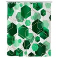 thumbnail image 4 of Dznils Green Geometric Fabric Shower Curtain, Modern Abstract Bathroom Curtain with Hooks, 72" x 72", 4 of 13
