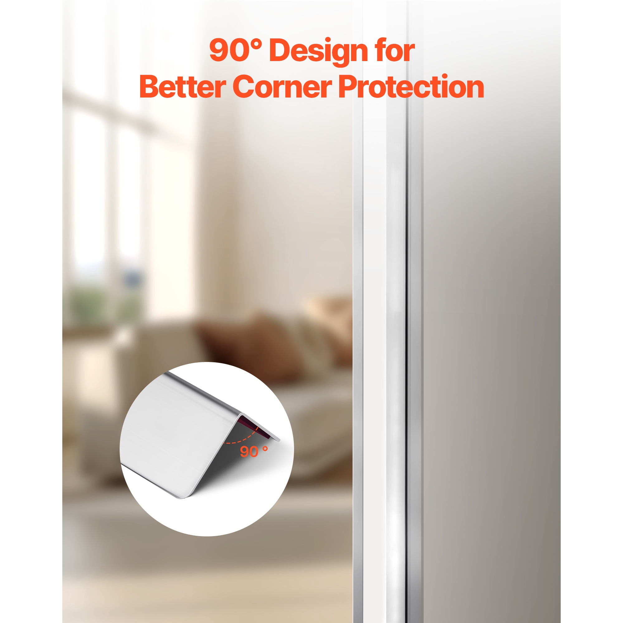 KFFKFF Stainless Steel Wall Corner Protector, 1.5 x 1.5 x 48 inch, Set of 10 Metal Corner Guards, 304 Stainless Steel Edge Trim with 90-Degree Angle for Wall Protection in Homes, Offices