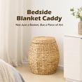 thumbnail image 6 of Casa Pura Furniture Handles Water Hyacinth Storage Basket with Lid, Off-White Handwoven, 6 of 7