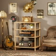 thumbnail image 6 of 4-Tier Media Stand/TV Shelf/Audio Cabinet and Media Towers, Modern Stereo Cabine,Game Console Shelf,Wooden TV Stand,Multifunctional Entertainment Center - Brown, 6 of 9