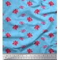 thumbnail image 1 of Soimoi Blue Cotton Poplin Fabric Leaves & Lily Floral Fabric Prints By Yard 56 Inch Wide, 1 of 3