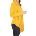 thumbnail image 2 of Women's Long Sleeve Draped Neck Open Front Waist Length Solid Cardigan, 2 of 5