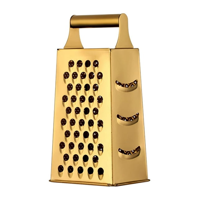 Rallador y rebanador BISDARUN de acero inoxidable, 4 lados con mango, dorado