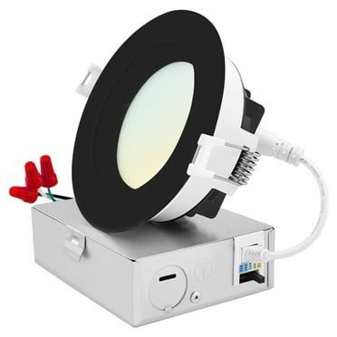Luxrite 4 Inch LED Recessed Ceiling Light, 15W, 5CCT 2700K-5000K, 1300LM, Dimmable - Black