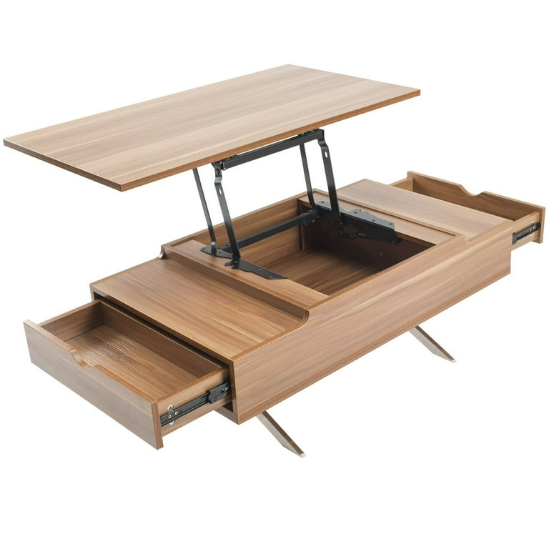Denson melamine veneer wood hidden storage lift top coffee table deals