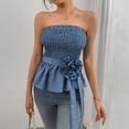 thumbnail image 5 of DuoJiaJ Women's Strapless Tank Top Summer Casual Sleeveless Blouse Beach Vacation Pure Color Basic T Shirt For Women With Jeans Women Vest Blue XXL, 5 of 5