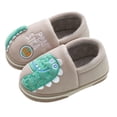 thumbnail image 3 of Otqutp Baby Home Slippers Dinosaur Indoor Shoes Girls Boys Slippers Warm Dinosaur House Cute Cozy Plush Winter Cotton House Slip Shoes(Brown,10-10.5 Years), 3 of 5