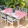 thumbnail image 2 of Pink Snowman Christmas Table Cloths for 5 Foot Rectangle Tables, Xmas Balls Snowflake Patio Waterproof Elastic Fitted Tablecloths, Washable Rectangular Table Cover for Camping, 2 of 8