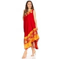 thumbnail image 4 of Sakkas Batik Flower Caftan Tank Dress / Cover Up - Red / Gold - One Size, 4 of 5