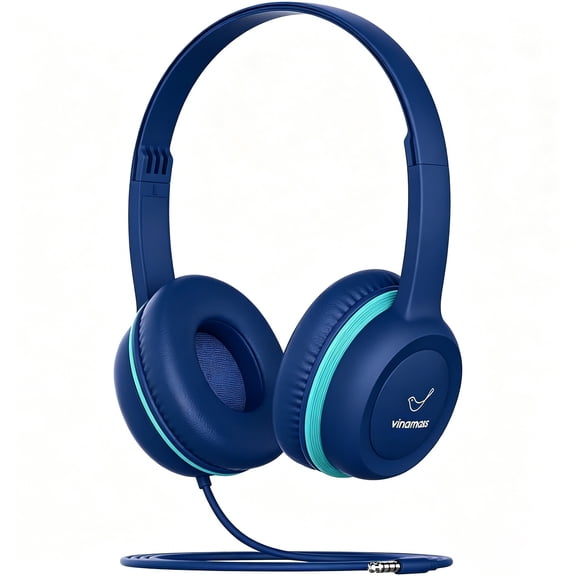 Vinamass Kids Headphones - Wired with 3.5mm Jack, Volume Limiting for Kids, Adjustable for Boys/Girls/School