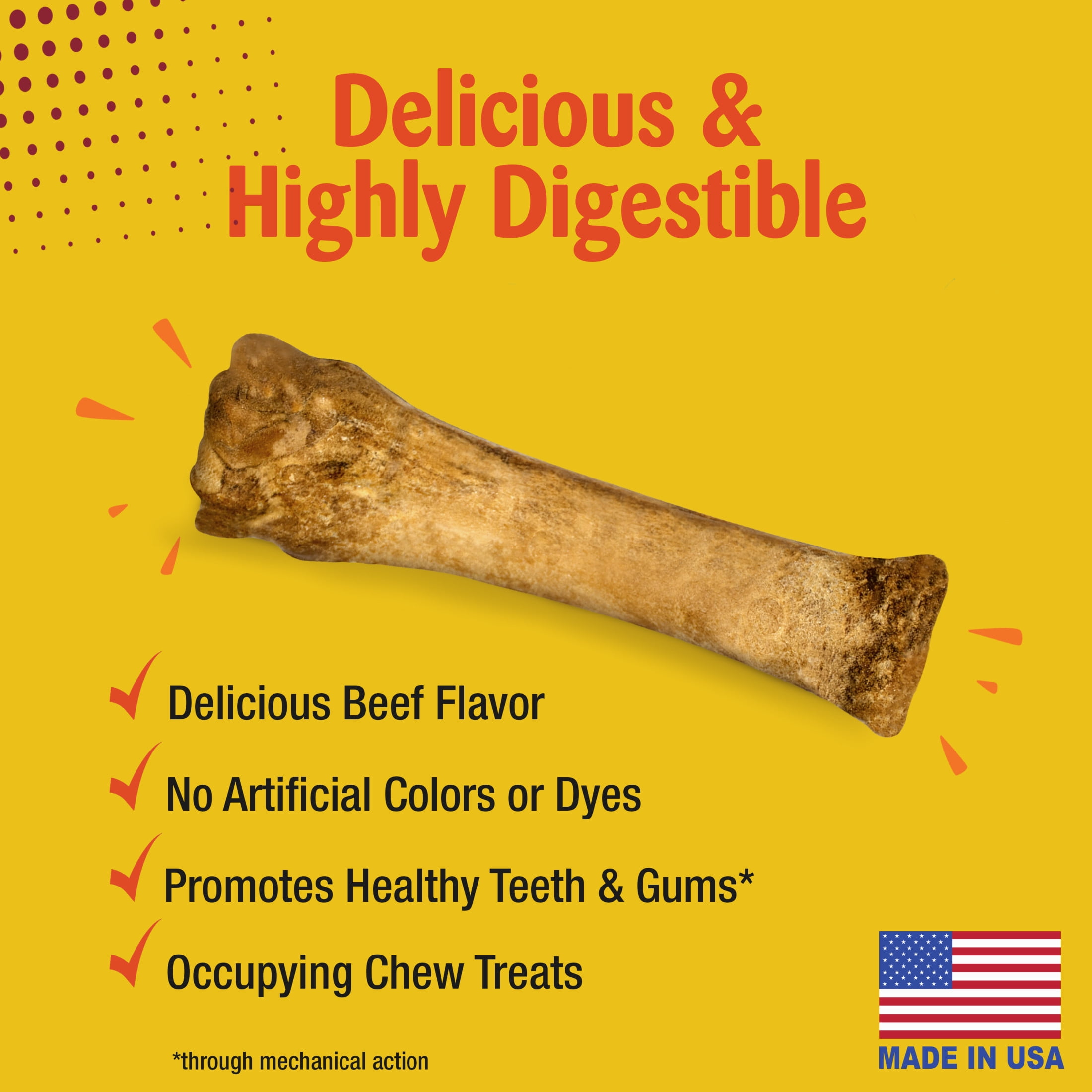 (5 pack) Nylabone Nubz Natural Dog Treats for Large Dogs, Beef Flavor Dog Bones, X-Large - 50+ lbs., 6.7 oz Pack, 1 Count