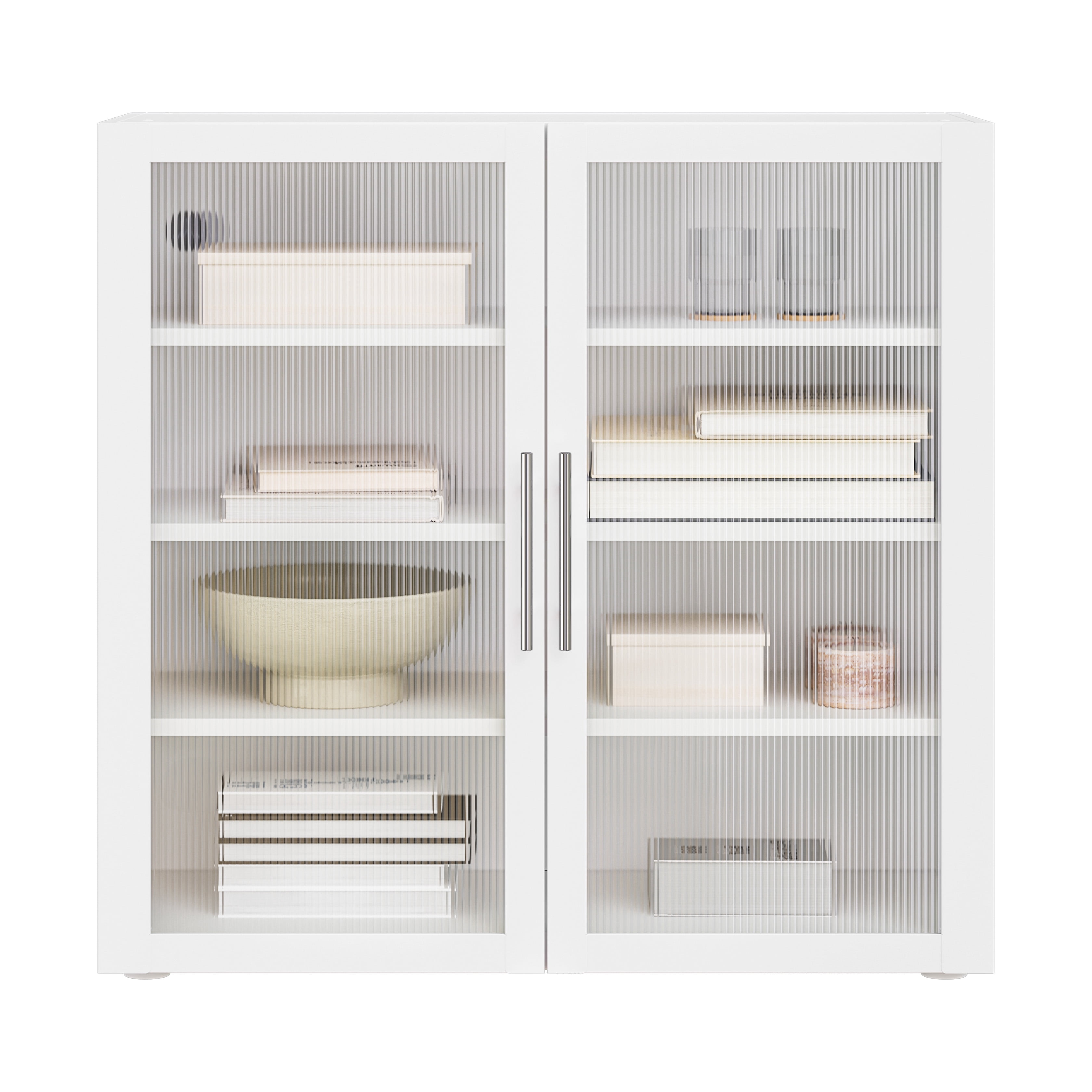 HOME Steel Storage Cabinet, Stackable Display Case, 36"W x 14"D, White