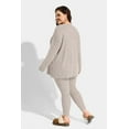 thumbnail image 5 of CASSIE LIZ Plus Size Sets Womens 2 Piece Outfits 4X Khaki Pajamas Fall Casual Lounge Long Sleeve Knit Winter Loose Fit Sweat Suits with Pocket 4XL 24W 26W, 5 of 10