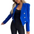 thumbnail image 2 of Joernso Long Sleeve Solid Color Loose Fit Women Blazer Double-breasted Placket Lapel Short Suit Jacket Outerwear, 2 of 8