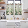 thumbnail image 2 of Butterfly Flowers Kitchen Curtains Short 54 Inch Length, Vintage Stained Glass Green Spring Grommet Top Bedroom Living Room Curtains, Light Filtering Cafe Curtain Drapes 2 Panels Set 84''x54'', 2 of 9