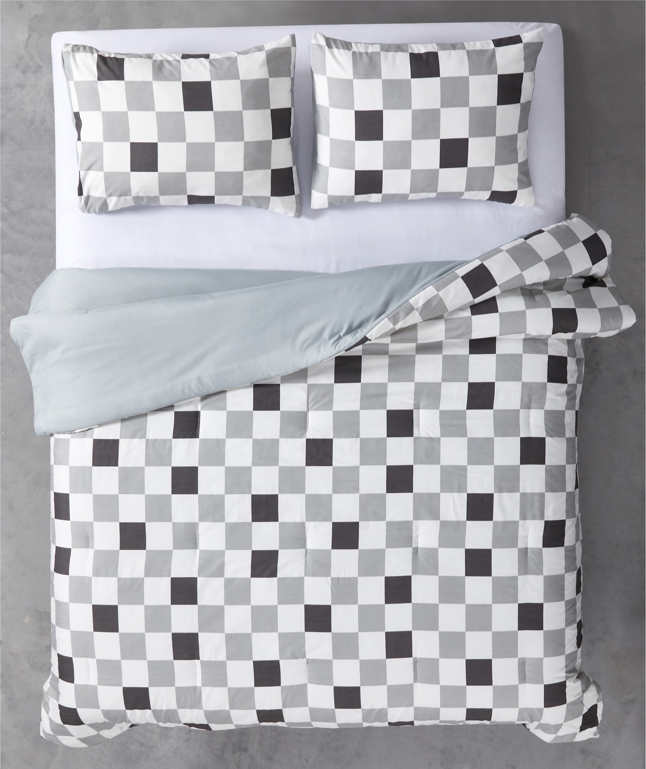 Urban Shop 3-Piece Grey Checkerboard Comforter, Full