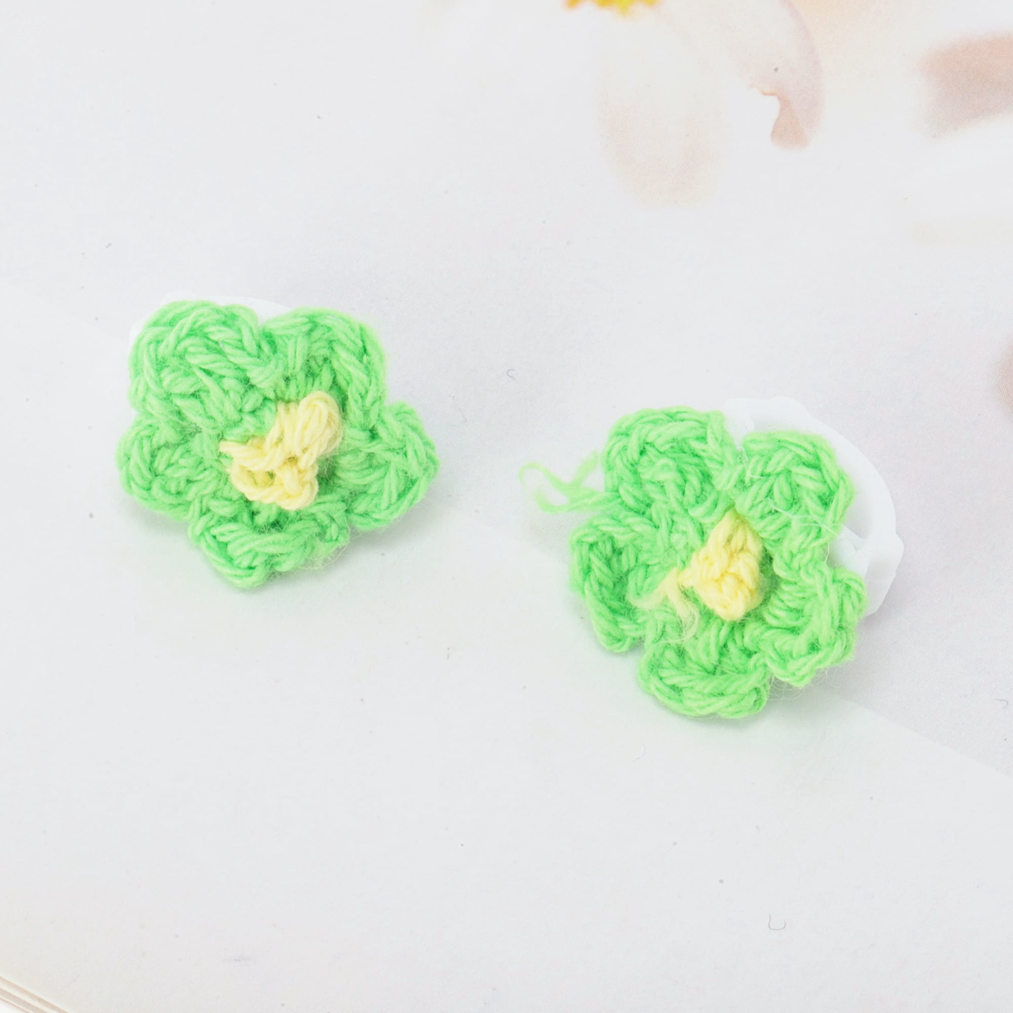 Unique Bargains Yarn Flower Shoelace Charms for Personalizing 1 Pair Green