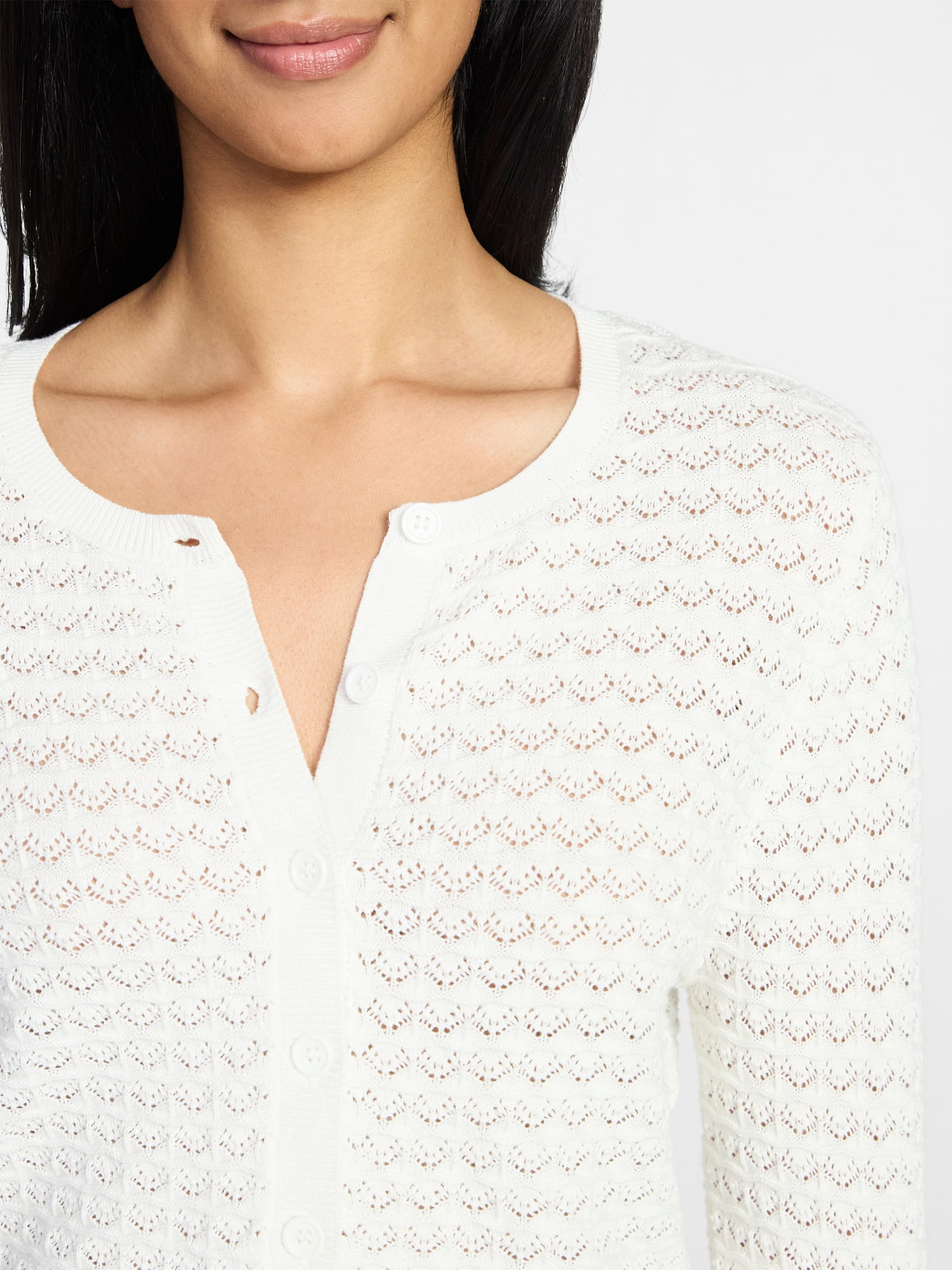 Madden NYC Women's Cotton Crochet Sweater Cardigan, Sizes XXS-XXL