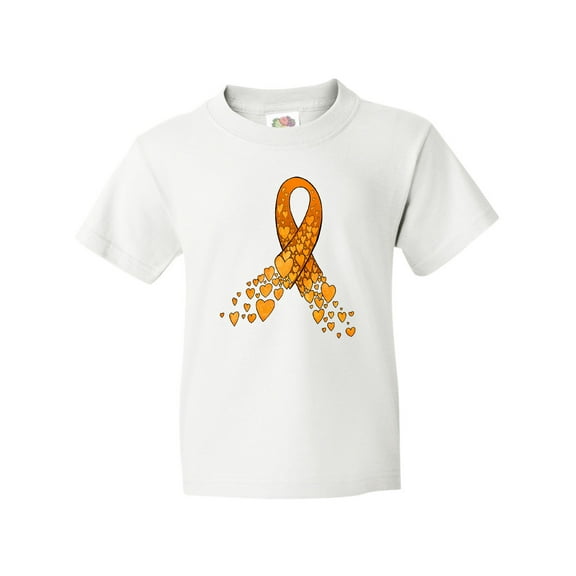 Inktastic Leukemia Awareness with Orange Ribbon Made of Hearts Youth T-Shirt