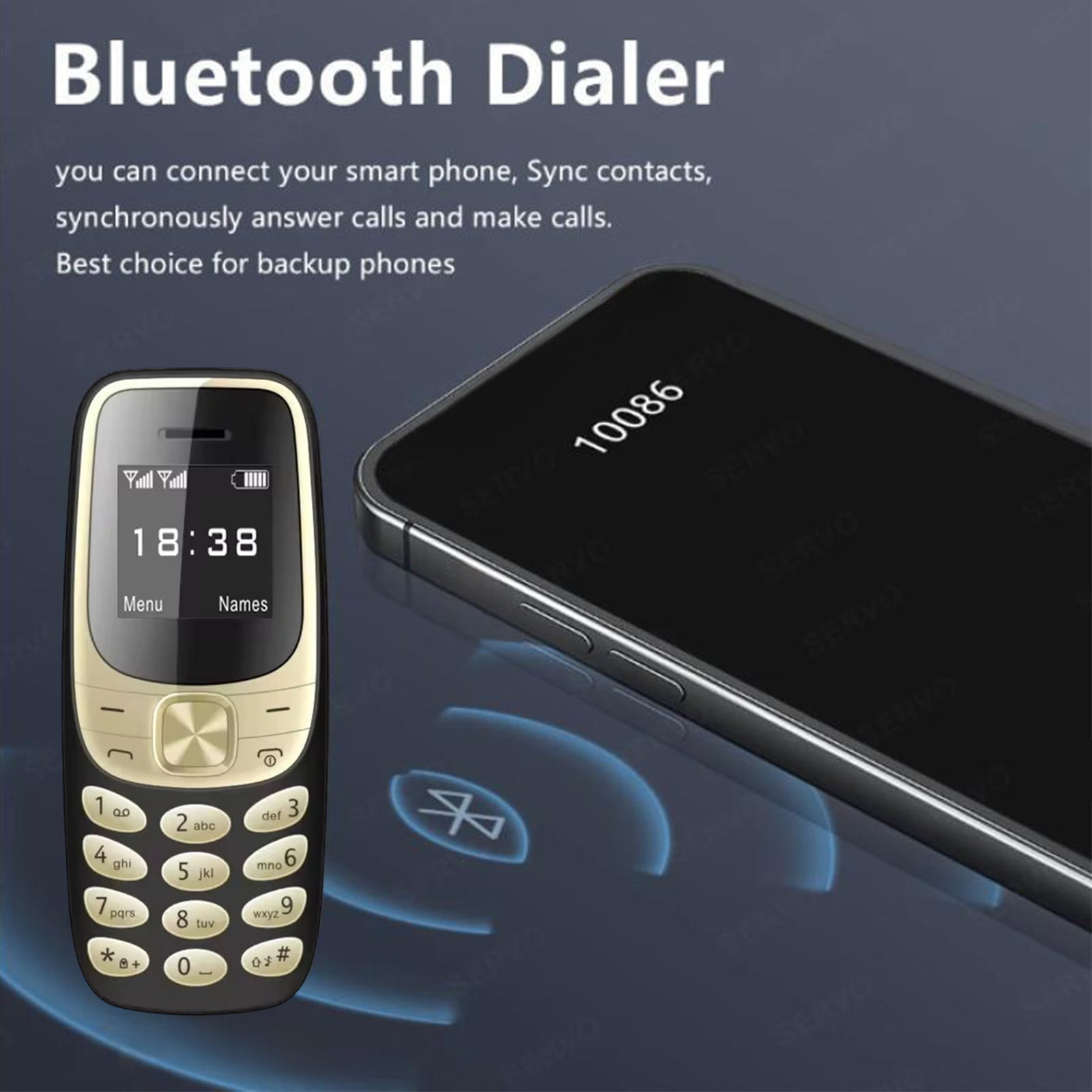 AUHomi Elderly Cell Phone, Pocket Friendly Mini Phone, Student Backup Phone, Straight Plates Keypad Cell Phone, GSM Mini Mobile Phone, Built in Bluetooth Earphone (Black Gold)