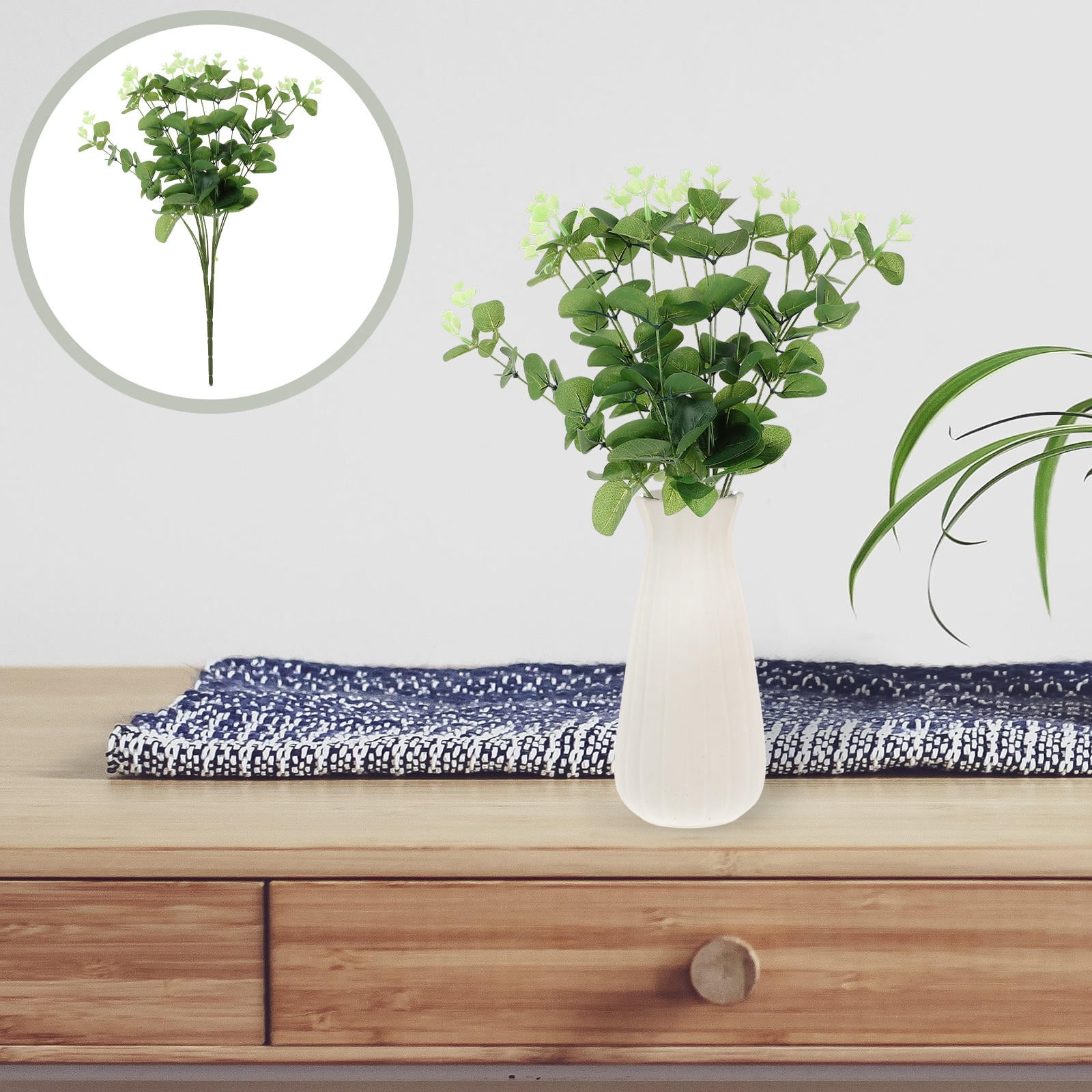 Amosfun Artificial Eucalyptus Leaf Branch Faux Green Stems for Wedding Home Floral Decoration
