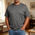 thumbnail image 2 of Men's Big and Tall Shirts 4x Men's Big and Tall Active T-Shirt – Moisture Wicking Dry Fit Workout Shirt – Short Sleeve Longer Length Activewear Gray 2XL, 2 of 5