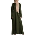 thumbnail image 1 of Maxi Robe pour Femmes Manches Longues Col Rond Couleur Unie Décontractée Simple Ample Longue Robe Fluide Ceinturée Automne, 1 of 6