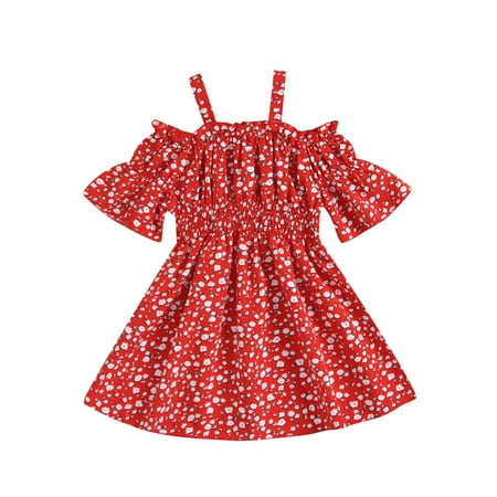 

Rovga Toddler Girl Dresses Short Sleeve Elastic Waist Floral Prints Dress Princess Dress Clothes Kids Clothing