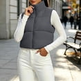 thumbnail image 2 of Smupbvky Cropped Vest for Women Zip Up Sleeveless Quilted Jacket Lightweight Mock Neck Winter Outerwear for Layering (S, Gray), 2 of 7