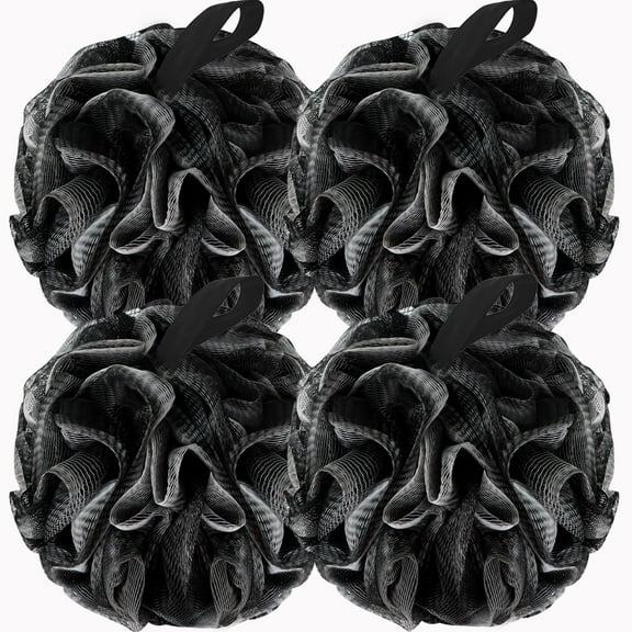 Bath Loofah Shower Sponge Body Back Scrubber Soft Mesh Shower Puffs Exfoliating Loofa for Women & Men Bath Accessories Cleaning Tool (Pack of 4 60G Loofah, Dark Elf)
