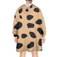 thumbnail image 2 of Brown and Black Of Leopard Print Wearable Oversized Blanket,Wearable Blanket Hoodie for Adults,Cozy Hooded Blankets with Super Pockets,Super Warm Fuzzy Pullover for Women & Men, 2 of 6