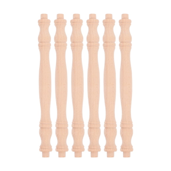 6Pack Spindles Unfinished Wood Stair Baluster Round Decorative Railings for Furniture