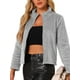 thumbnail image 1 of Chaqueta de forro polar recortada INSPIRE CHIC para mujeres con cuello alto y cierre de piel sintética, 1 of 6