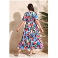 thumbnail image 6 of AURA Plus Size High Waist V Neck Printed Maxi Dress Elegant Spring Summer Style, 6 of 7