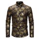 thumbnail image 1 of Camisas Para Hombre Camisa bronceadora para hombre Camisa con solapa de manga larga estampada informal (Black, XL), 1 of 3