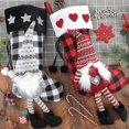 thumbnail image 4 of medias navideñas grandes de peluche en 3D con forma de gnomo XCF cuadros rojos y negros, 4 of 4