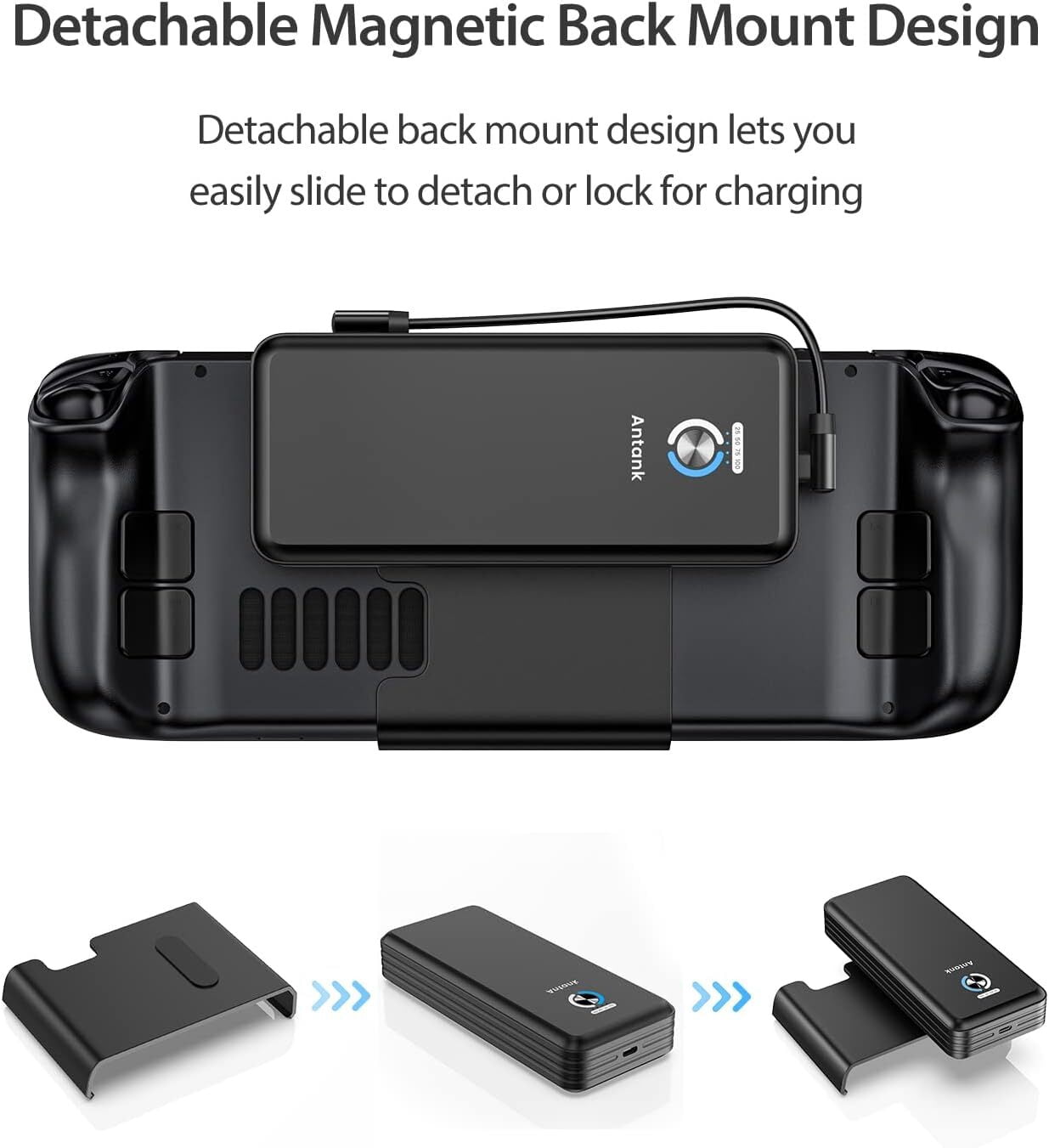 SiWiQU 20000mAh Magnetic Power Bank for ROG Ally, 45W PD Fast 3.0 Charging Portable Battery Bank, External Battery Pack with Detachable Magnetic Back & Dual