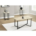 thumbnail image 3 of Table Set - 3pcs Set - Coffee - Living Room - Cream Stone Laminate - Black Metal, 3 of 3