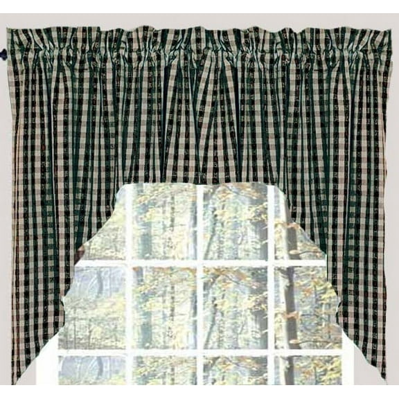 Heritage House Black and Nutmeg 72" Wide x 36" Long Cotton Lined Curtain Swag by Home Collections by Raghu