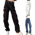 thumbnail image 2 of Y2K Poches Jeans Amples Mode 100 % Coton Pantalons en Denim pour Femmes, 2 of 9