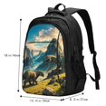 thumbnail image 5 of Pofeuu Valley River Dinosaur Print Storage Laptop Backpack with USB Charging Port[Water Resistant] College Computer Bookbag Fits, 5 of 7