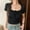 Black, variant on Women's Short Sleeve Top, Casual Off-Shoulder Blouse in Solid Color, Soft Polyester Relaxed Fit T-Shirt for Summer