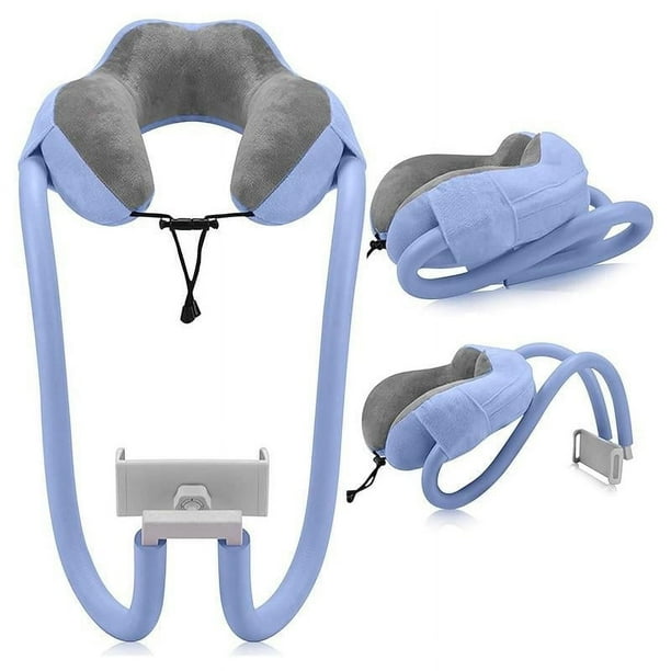 Pisexur Batería de cocina Almohada de 360° para teléfono y tableta, 2 en 1, de espuma viscoelástica en forma de U, para viajes, para dormir, soporte para el cuello y para la cocina del hogar