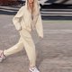 thumbnail image 1 of Conjuntos De Dos Piezas Con Capucha Conjunto de pantalones largos de 2 piezas para mujer, estilo informal, estilo informal, cintura elástica, atuendo deportivo Kuymtek Beis M para Mujer, 1 of 7